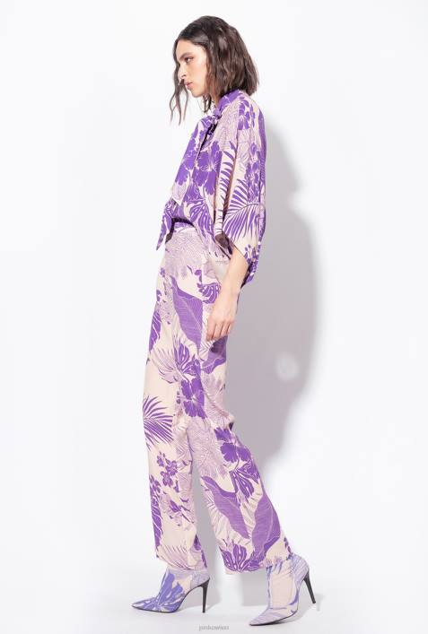 Freizeithosen | Pinko nackt/lila Hose mit tropischem PrintZ4ZP654