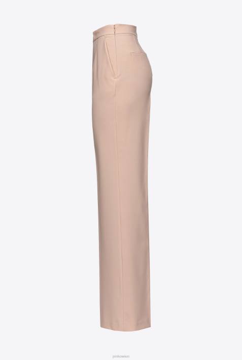 Freizeithosen | Pinko nackt - rosa Wollhose mit weitem BeinZ4ZP695