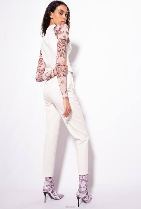 Freizeithosen | Pinko rosa rauchweiß Slim-Fit-Hose mit Love Birds-GürtelZ4ZP762