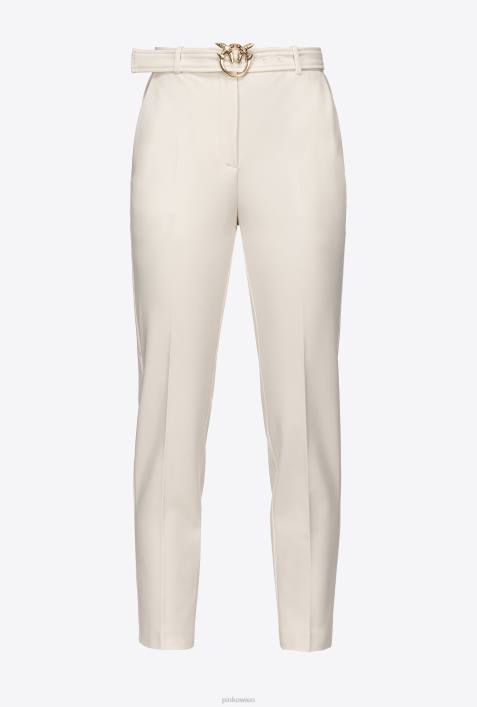 Freizeithosen | Pinko rosa rauchweiß Slim-Fit-Hose mit Love Birds-GürtelZ4ZP762