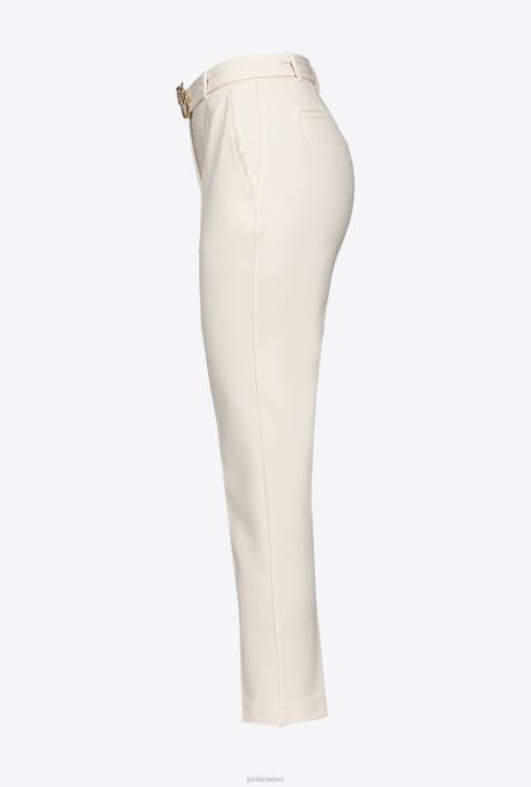 Freizeithosen | Pinko rosa rauchweiß Slim-Fit-Hose mit Love Birds-GürtelZ4ZP762