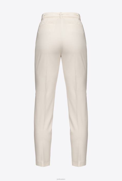 Freizeithosen | Pinko rosa rauchweiß Slim-Fit-Hose mit Love Birds-GürtelZ4ZP762