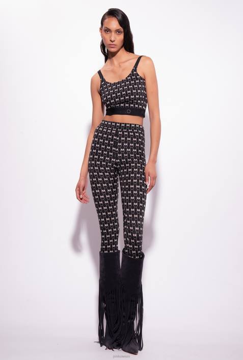 Freizeithosen | Pinko schwarz/creme Monogramm-LeggingsZ4ZP712
