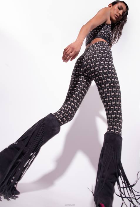 Freizeithosen | Pinko schwarz/creme Monogramm-LeggingsZ4ZP712