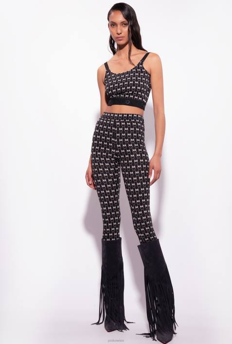 Freizeithosen | Pinko schwarz/creme Monogramm-LeggingsZ4ZP712
