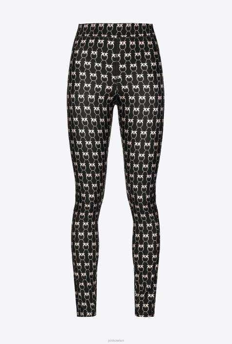 Freizeithosen | Pinko schwarz/creme Monogramm-LeggingsZ4ZP712
