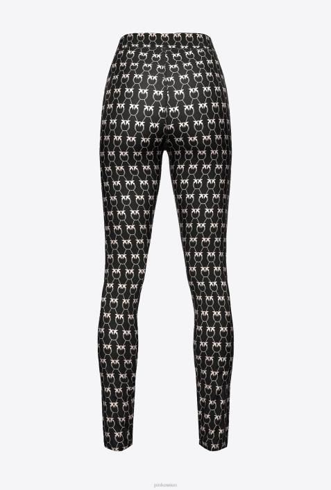 Freizeithosen | Pinko schwarz/creme Monogramm-LeggingsZ4ZP712
