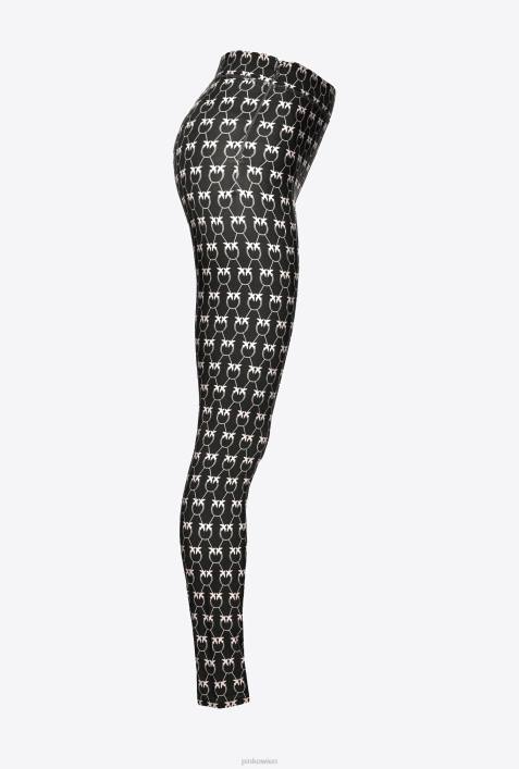 Freizeithosen | Pinko schwarz/creme Monogramm-LeggingsZ4ZP712