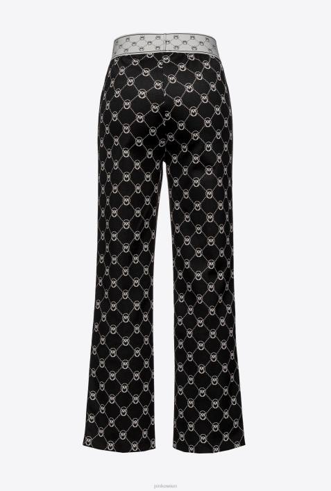 Freizeithosen | Pinko schwarz/ecru Gestrickte Hose mit Jacquard-MonogrammZ4ZP773