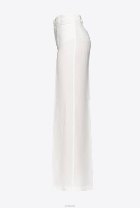 Freizeithosen | Pinko seidenweiß Leinenhose mit weitem BeinZ4ZP682