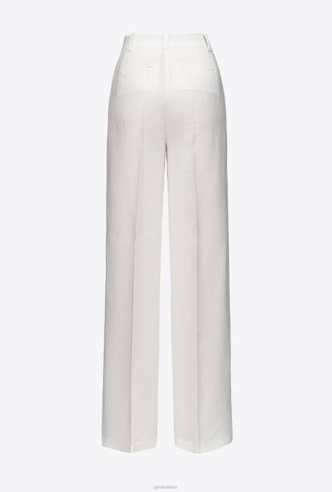 Freizeithosen | Pinko seidenweiß Leinenhose mit weitem BeinZ4ZP682