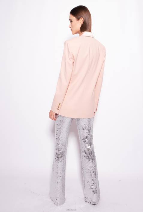 Freizeithosen | Pinko silbermetallic Komplett mit Pailletten besetzte HoseZ4ZP691