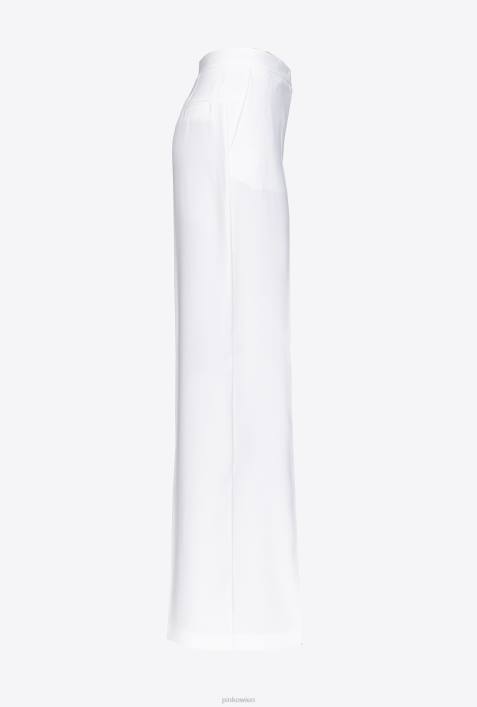 Freizeithosen | Pinko wolkenweiß Stretchhose mit weitem BeinZ4ZP670