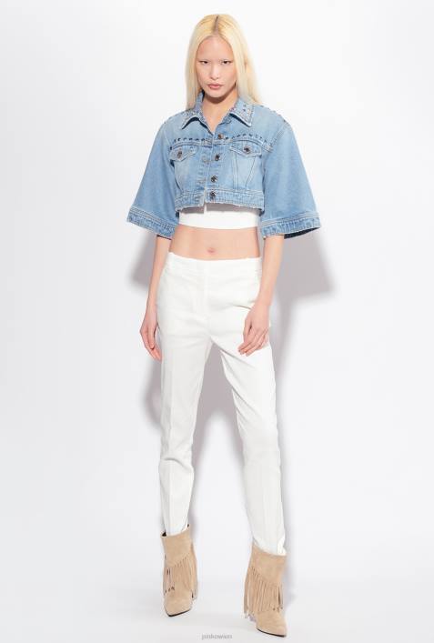 Freizeithosen | Pinko wolkenweiß Zigarettenhose aus Stretch-LeinenZ4ZP692