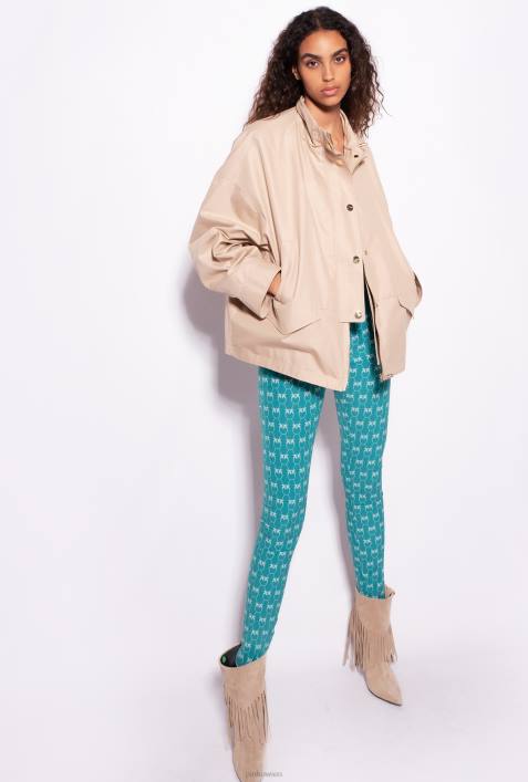 Joggingbekleidung und Leggings | Pinko Aquamarin/Grün Monogramm-LeggingsZ4ZP713
