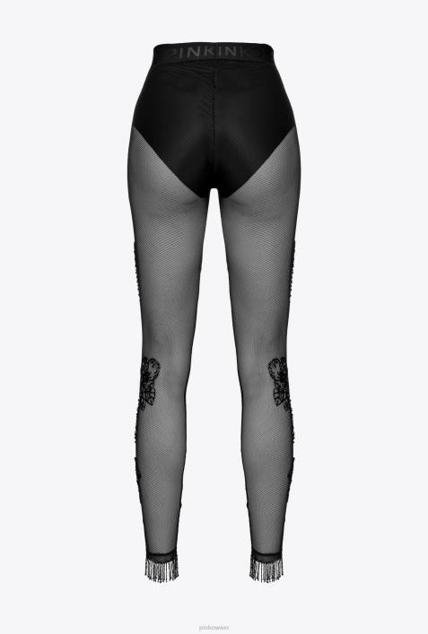 Joggingbekleidung und Leggings | Pinko Limousine schwarz Tüll-Leggings mit Tattoo-StickereiZ4ZP768