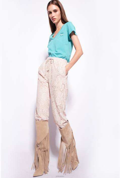 Joggingbekleidung und Leggings | Pinko beige/silber laminierte JogginghoseZ4ZP753