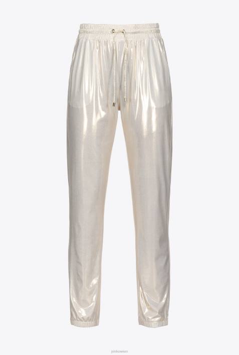 Joggingbekleidung und Leggings | Pinko gold/weiß Jogginghose aus MetallZ4ZP719