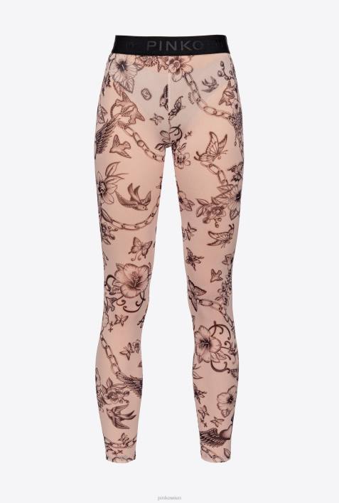 Joggingbekleidung und Leggings | Pinko nackt/schwarz Leggings mit Tattoo-PrintZ4ZP711