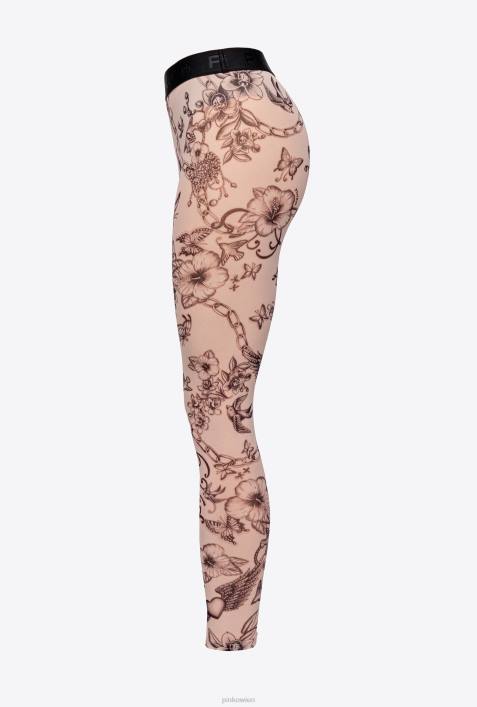 Joggingbekleidung und Leggings | Pinko nackt/schwarz Leggings mit Tattoo-PrintZ4ZP711