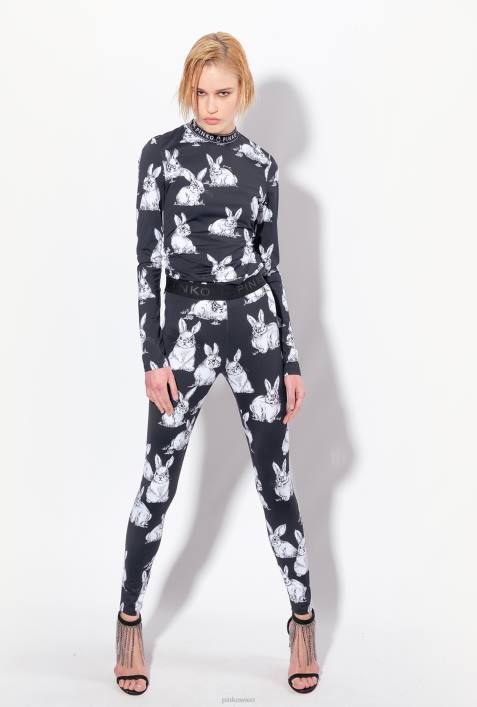 Joggingbekleidung und Leggings | Pinko schwarz/grau/weiß Kaninchen-LeggingsZ4ZP772