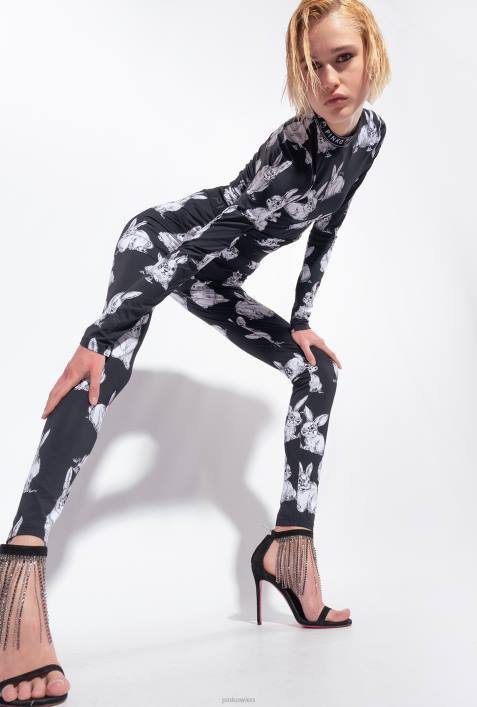 Joggingbekleidung und Leggings | Pinko schwarz/grau/weiß Kaninchen-LeggingsZ4ZP772
