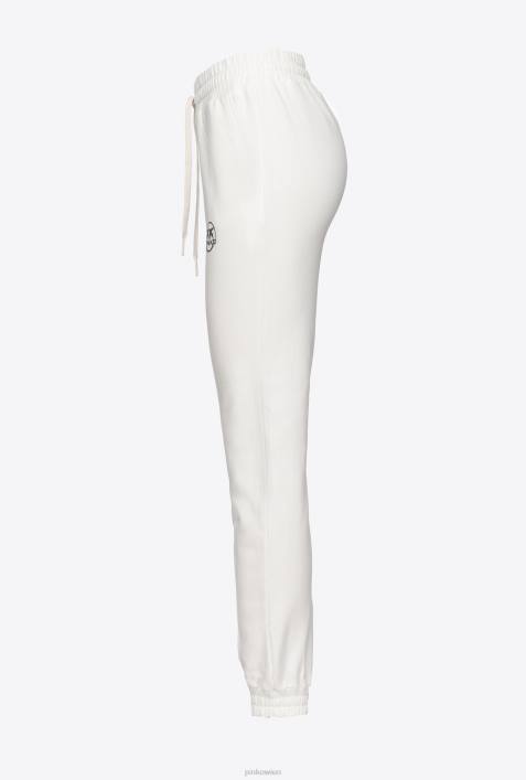 Joggingbekleidung und Leggings | Pinko seidenweiß Jogginghose mit Logo-PrintZ4ZP716