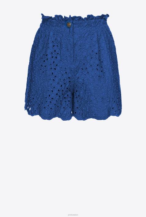 Shorts | Pinko Blau Shorts mit englischer StickereiZ4ZP697