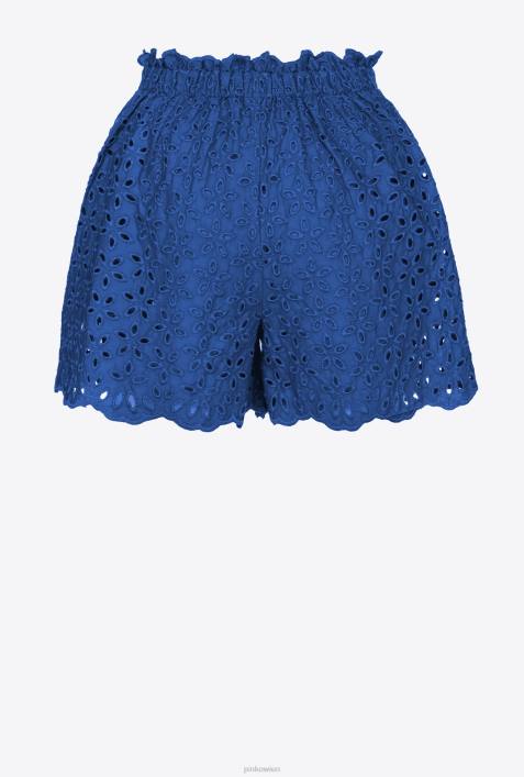Shorts | Pinko Blau Shorts mit englischer StickereiZ4ZP697