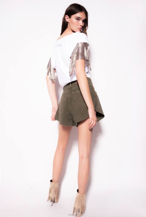 Shorts | Pinko Gewehrgrün Shorts aus Bull-Stoff mit SchmetterlingenZ4ZP657