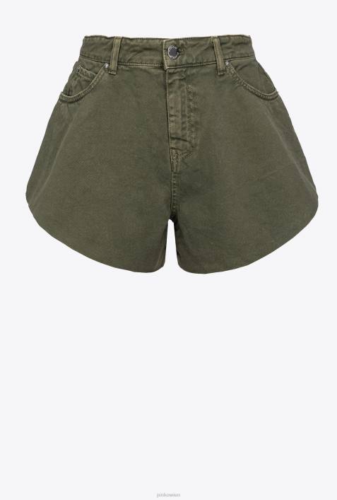 Shorts | Pinko Gewehrgrün Shorts aus Bull-Stoff mit SchmetterlingenZ4ZP657