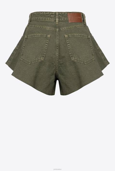 Shorts | Pinko Gewehrgrün Shorts aus Bull-Stoff mit SchmetterlingenZ4ZP657