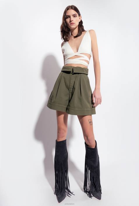Shorts | Pinko Gewehrgrün Shorts mit hohem Bund und GürtelZ4ZP752