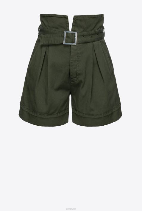 Shorts | Pinko Gewehrgrün Shorts mit hohem Bund und GürtelZ4ZP752