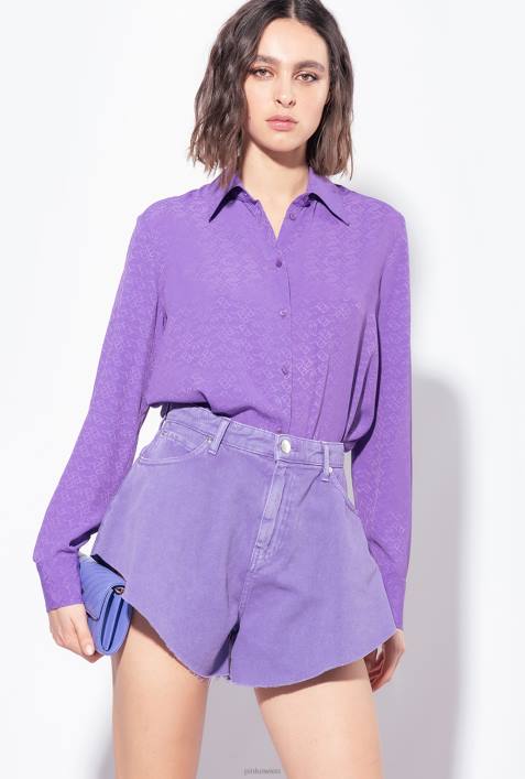 Shorts | Pinko Lavendelflieder Shorts aus Bull-Stoff mit SchmetterlingenZ4ZP656