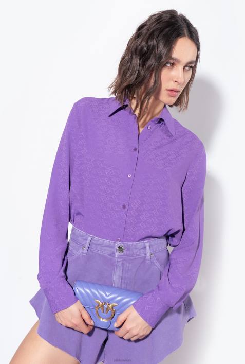 Shorts | Pinko Lavendelflieder Shorts aus Bull-Stoff mit SchmetterlingenZ4ZP656
