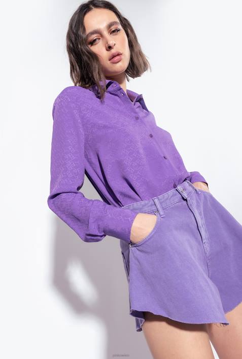 Shorts | Pinko Lavendelflieder Shorts aus Bull-Stoff mit SchmetterlingenZ4ZP656