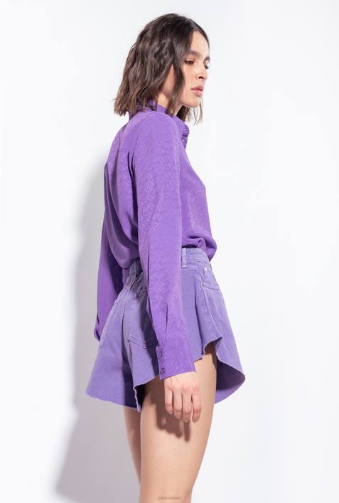 Shorts | Pinko Lavendelflieder Shorts aus Bull-Stoff mit SchmetterlingenZ4ZP656