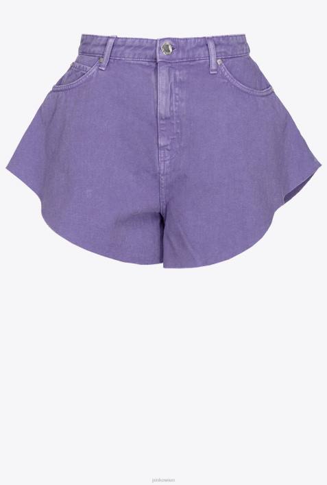 Shorts | Pinko Lavendelflieder Shorts aus Bull-Stoff mit SchmetterlingenZ4ZP656