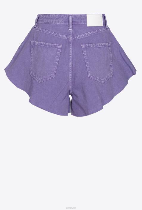 Shorts | Pinko Lavendelflieder Shorts aus Bull-Stoff mit SchmetterlingenZ4ZP656