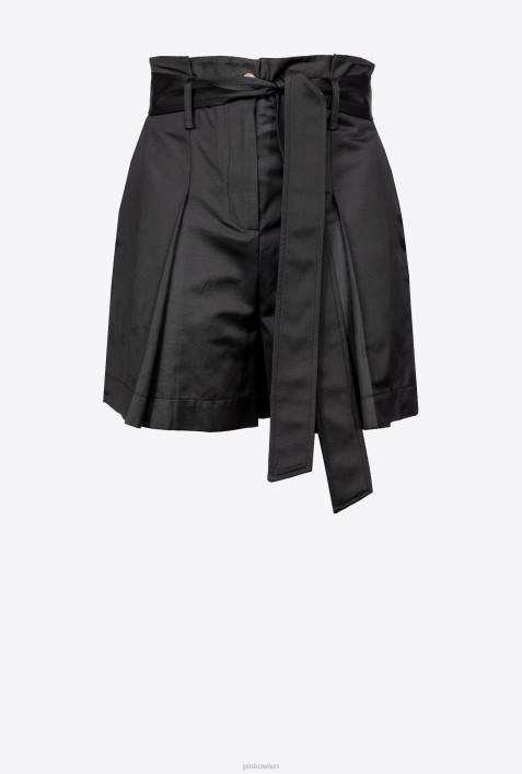 Shorts | Pinko Limousine schwarz Popeline-Shorts mit GürtelZ4ZP703