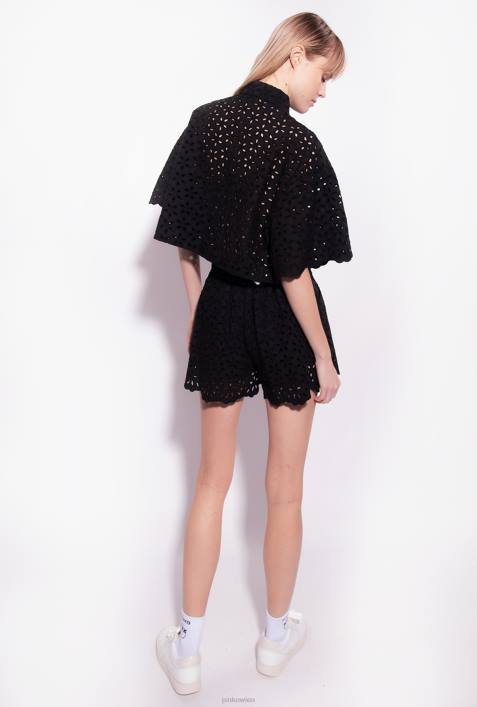 Shorts | Pinko Limousine schwarz Shorts mit englischer StickereiZ4ZP699
