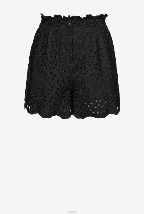 Shorts | Pinko Limousine schwarz Shorts mit englischer StickereiZ4ZP699