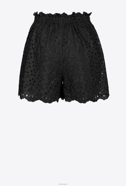 Shorts | Pinko Limousine schwarz Shorts mit englischer StickereiZ4ZP699