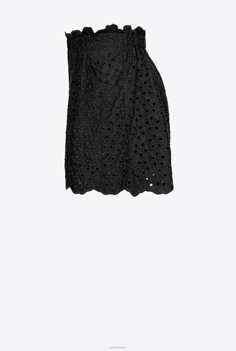 Shorts | Pinko Limousine schwarz Shorts mit englischer StickereiZ4ZP699