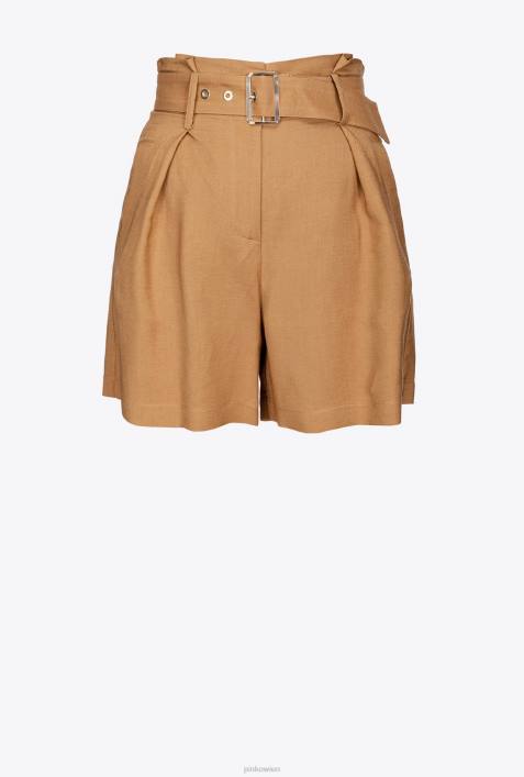 Shorts | Pinko Senf Leinenshorts mit GürtelZ4ZP687