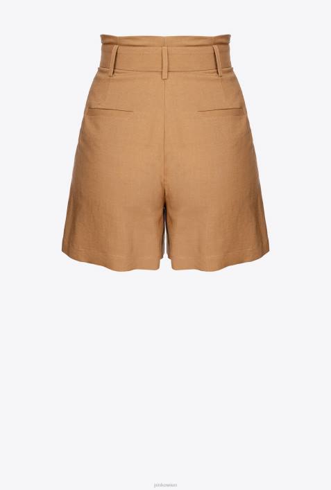 Shorts | Pinko Senf Leinenshorts mit GürtelZ4ZP687