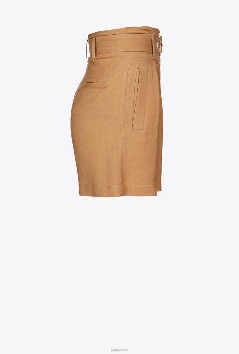 Shorts | Pinko Senf Leinenshorts mit GürtelZ4ZP687