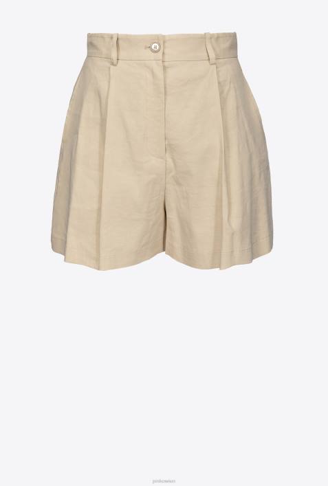 Shorts | Pinko gefrostetes Mandelbeige Shorts aus Stretch-LeinenZ4ZP701