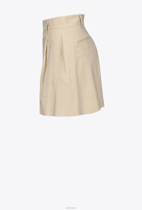 Shorts | Pinko gefrostetes Mandelbeige Shorts aus Stretch-LeinenZ4ZP701